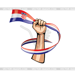 Croatia flag and hand - vector clip art