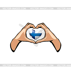 Finland flag and hand - vector image