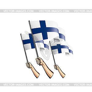 Finland flag and hand - vector clip art