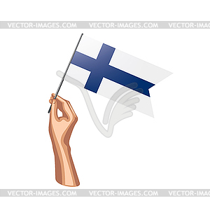 Финляндия флаг и рука - векторное изображение клипарта