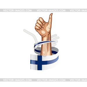 Finland flag and hand - vector clip art