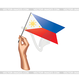 Philippines flag and hand - royalty-free vector clipart