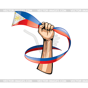 Philippines flag and hand - vector clip art