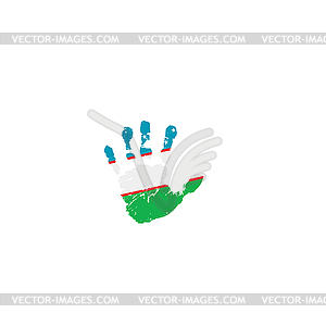 Uzbekistan flag and hand - vector image