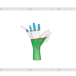 Uzbekistan flag and hand - vector clip art