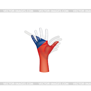 Czechia flag and hand - vector clipart