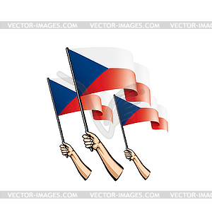 Czechia flag and hand - vector image