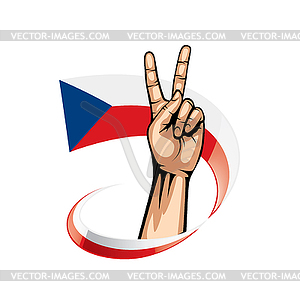 Czechia flag and hand - stock vector clipart