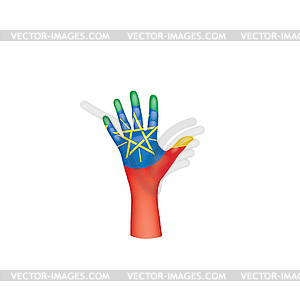 Ethiopia flag and hand - vector image