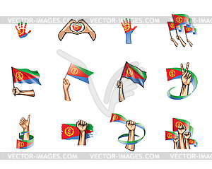 Eritrea flag and hand - vector image