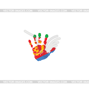 Eritrea flag and hand - vector image