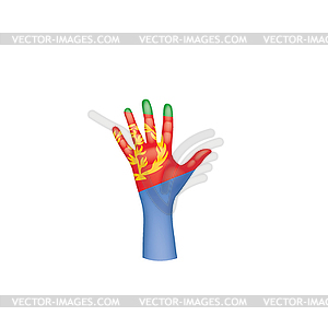 Eritrea flag and hand - vector clipart