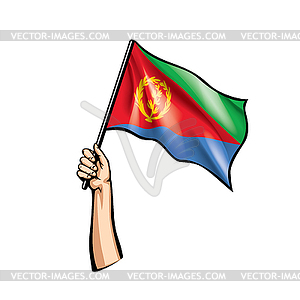 Eritrea flag and hand - vector image