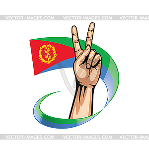 Eritrea flag and hand - vector EPS clipart