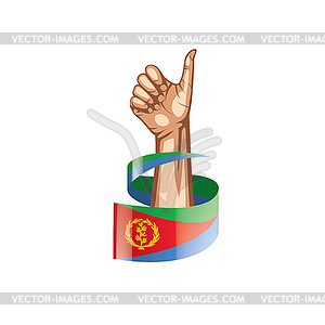 Eritrea flag and hand - vector clipart