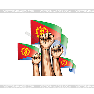 Eritrea flag and hand - vector clip art