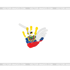 Ecuador flag and hand - vector image