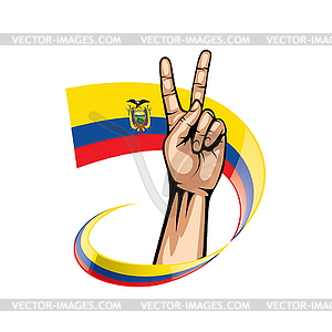 Ecuador flag and hand - stock vector clipart