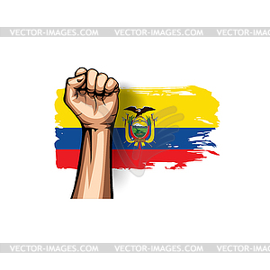 Ecuador flag and hand - vector image