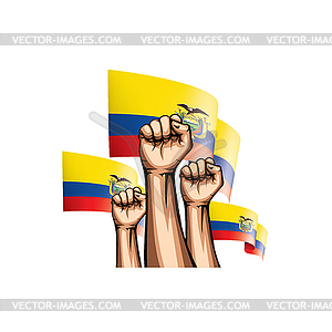 Ecuador flag and hand - vector clipart