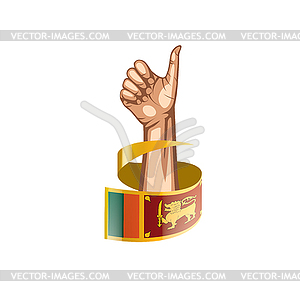 Sri Lanka flag and hand - vector clip art