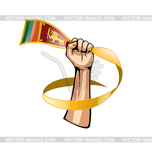 Sri Lanka flag and hand - vector image