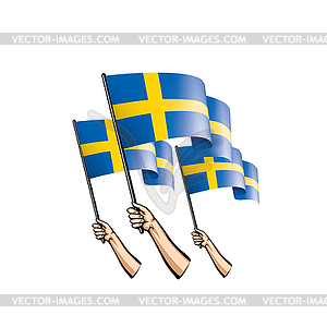Шведский флаг и рука - графика в векторе