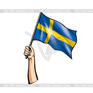 Шведский флаг и рука - векторный дизайн