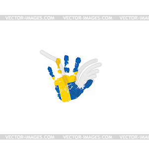 Sweden flag and hand - vector image