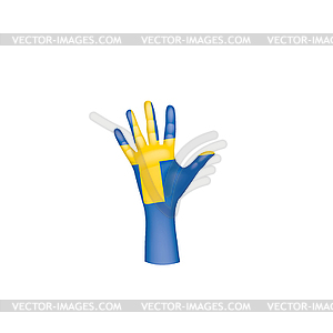 Sweden flag and hand - vector clip art