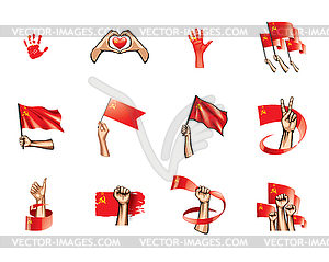 Red flag and hand - vector clipart