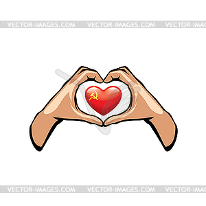 Red flag and hand - vector clipart