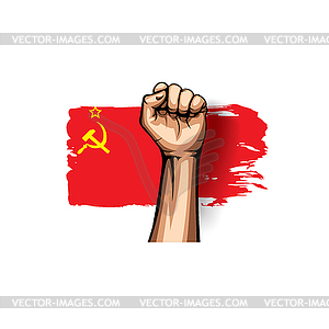 Red flag and hand - vector clip art