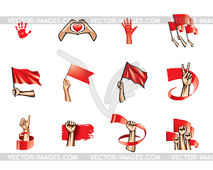 Red flag and hand - vector clipart