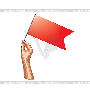 Red flag and hand - vector clip art