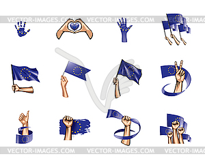 European union flag and hand - vector image