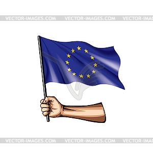 European union flag and hand - vector image