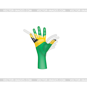 Jamaica flag and hand - vector image