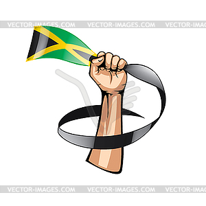 Ямайка флаг и рука - рисунок в векторе