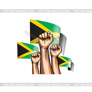 Jamaica flag and hand - vector clipart