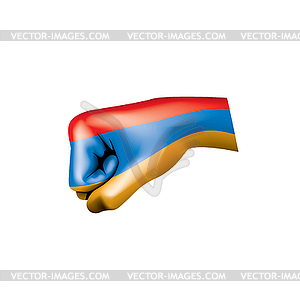 Armenia flag and hand - vector image