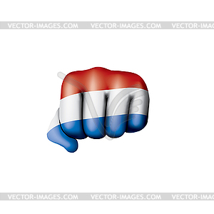 Netherlands flag and hand - vector image