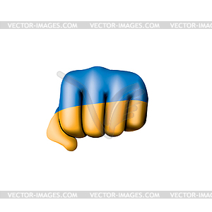 Ukraine flag and hand - vector clip art