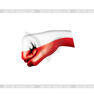 Poland flag and hand - vector image