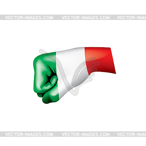 Italy flag and hand - vector image