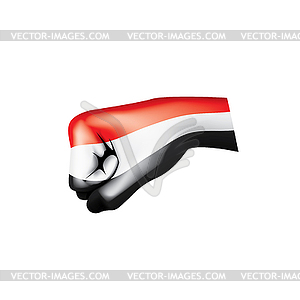 Yemeni flag and hand - vector clip art