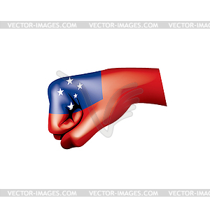 Samoa flag and hand - vector clip art