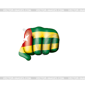 Togo flag and hand - vector image