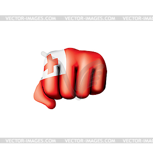 Tonga flag and hand - stock vector clipart