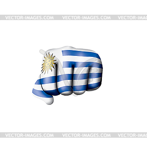 Uruguay flag and hand - vector image